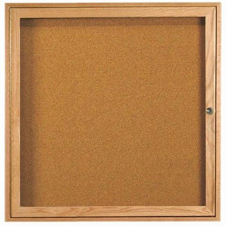 AARCO Aarco Products OBC3636R Red Oak Enclosed Bulletin Board - Oak OBC3636R